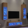 vidaXL Muebles TV pared con LED 6 pzas madera ingeniería roble Sonoma