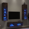 vidaXL Muebles TV pared con LED 6 pzas madera ingeniería roble ahumado