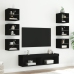 Muebles de TV de pared con LED 8 pzas madera ingeniería negro