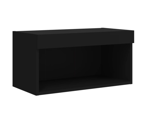 Muebles de TV de pared con LED 8 pzas madera ingeniería negro