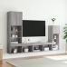 Muebles TV pared con LED 4 pzas madera ingeniería gris Sonoma