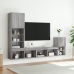 vidaXL Muebles TV pared con LED 4 pzas madera ingeniería gris Sonoma