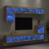 vidaXL Muebles TV pared con LED 8 pzas madera ingeniería roble Sonoma