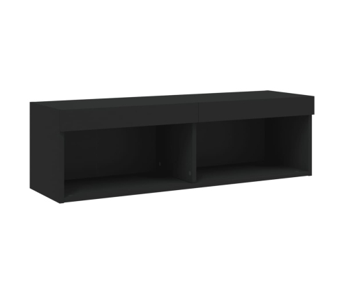 vidaXL Muebles de TV de pared con LED 5 pzas madera ingeniería negro