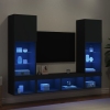 vidaXL Muebles de TV de pared con LED 5 pzas madera ingeniería negro