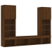 Muebles TV pared con LED 5 pzas madera ingeniería marrón roble