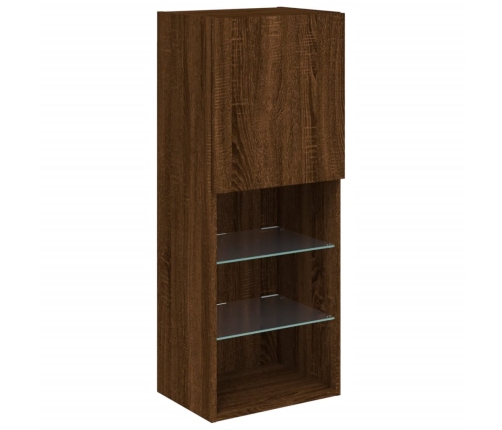 Muebles TV pared con LED 5 pzas madera ingeniería marrón roble