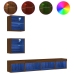 Muebles TV pared con LED 5 pzas madera ingeniería marrón roble