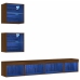 Muebles TV pared con LED 5 pzas madera ingeniería marrón roble