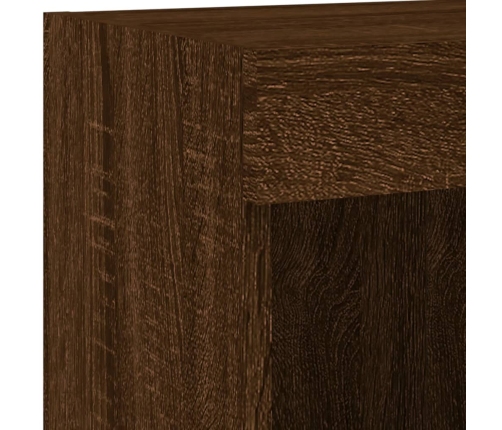 Muebles TV pared con LED 5 pzas madera ingeniería marrón roble