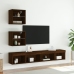 Muebles TV pared con LED 5 pzas madera ingeniería marrón roble