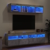 Muebles TV pared con LED 5 pzas madera ingeniería gris hormigón