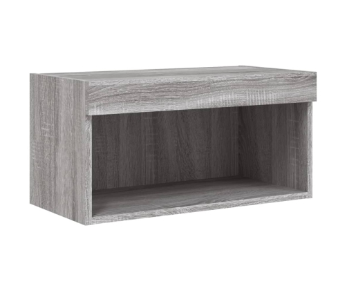 vidaXL Muebles TV pared con LED 5 pzas madera ingeniería gris Sonoma