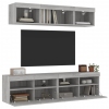 vidaXL Muebles TV pared con LED 5 pzas madera ingeniería gris Sonoma