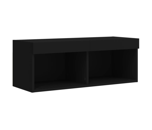 Muebles de TV de pared con LED 6 pzas madera ingeniería negro