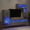 vidaXL Muebles TV pared con LED 6 pzas madera ingeniería gris hormigón