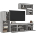 vidaXL Muebles TV pared con LED 6 pzas madera ingeniería gris Sonoma