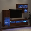 Muebles TV pared con LED 6 pzas madera ingeniería marrón roble