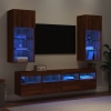 Muebles TV pared con LED 5 pzas madera ingeniería marrón roble