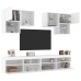 Mueble de pared de TV con luces LED 6 piezas blanco