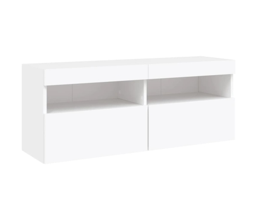 Mueble de pared de TV con luces LED 6 piezas blanco