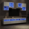 Mueble de pared de TV con luces LED 6 piezas blanco