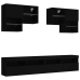 Mueble de pared de TV con luces LED 6 piezas negro