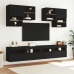 Mueble de pared de TV con luces LED 6 piezas negro