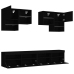 Mueble de pared de TV con luces LED 6 piezas negro