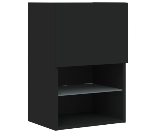 Mueble de pared de TV con luces LED 6 piezas negro