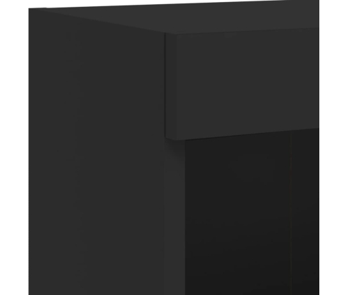 Mueble de pared de TV con luces LED 6 piezas negro