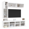 Mueble de pared de TV con luces LED 7 piezas blanco