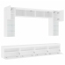 Mueble de pared de TV con luces LED 8 piezas blanco