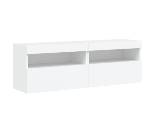 Mueble de pared de TV con luces LED 8 piezas blanco