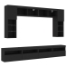 Mueble de pared de TV con luces LED 8 piezas negro