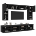 Mueble de pared de TV con luces LED 8 piezas negro