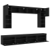 Mueble de pared de TV con luces LED 8 piezas negro