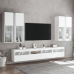 Muebles de TV de pared con luces LED 7 piezas blanco