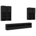 Muebles de TV de pared con luces LED 7 piezas negro