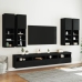 Muebles de TV de pared con luces LED 7 piezas negro