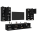 Muebles de TV de pared con luces LED 7 piezas negro