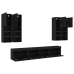 Muebles de TV de pared con luces LED 7 piezas negro