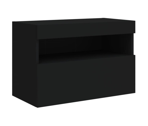 Muebles de TV de pared con luces LED 7 piezas negro