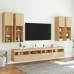 Muebles de TV de pared con luces LED 7 piezas roble sonoma