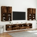 Muebles de TV de pared con luces LED 7 piezas roble ahumado