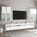 Mueble de pared de TV con luces LED 7 piezas blanco