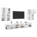 Mueble de pared de TV con luces LED 7 piezas blanco