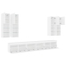 Mueble de pared de TV con luces LED 7 piezas blanco