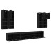 Mueble de pared de TV con luces LED 7 piezas negro