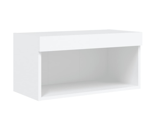 Muebles de pared de TV con luces LED 6 piezas blanco